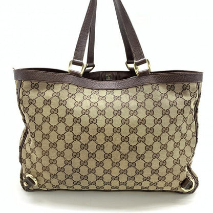 GUCCI Hand Bag Tote Purse GG Canvas Leather Beige Brown Authentic