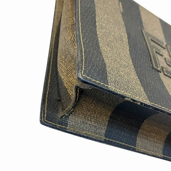 FENDI Shoulder Bag Purse FF Pecan PVC Leather Brown Authentic