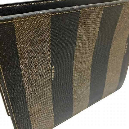 FENDI Shoulder Bag Purse FF Pecan PVC Leather Brown Authentic