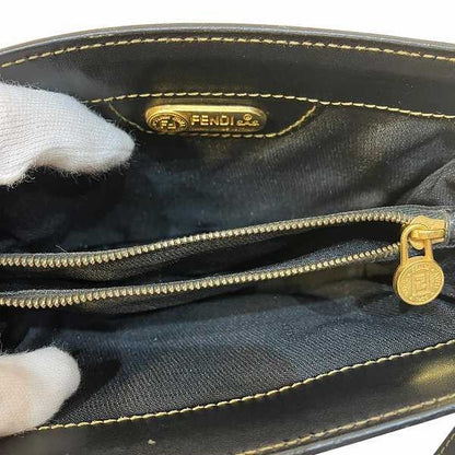 FENDI Shoulder Bag Purse FF Pecan PVC Leather Brown Authentic