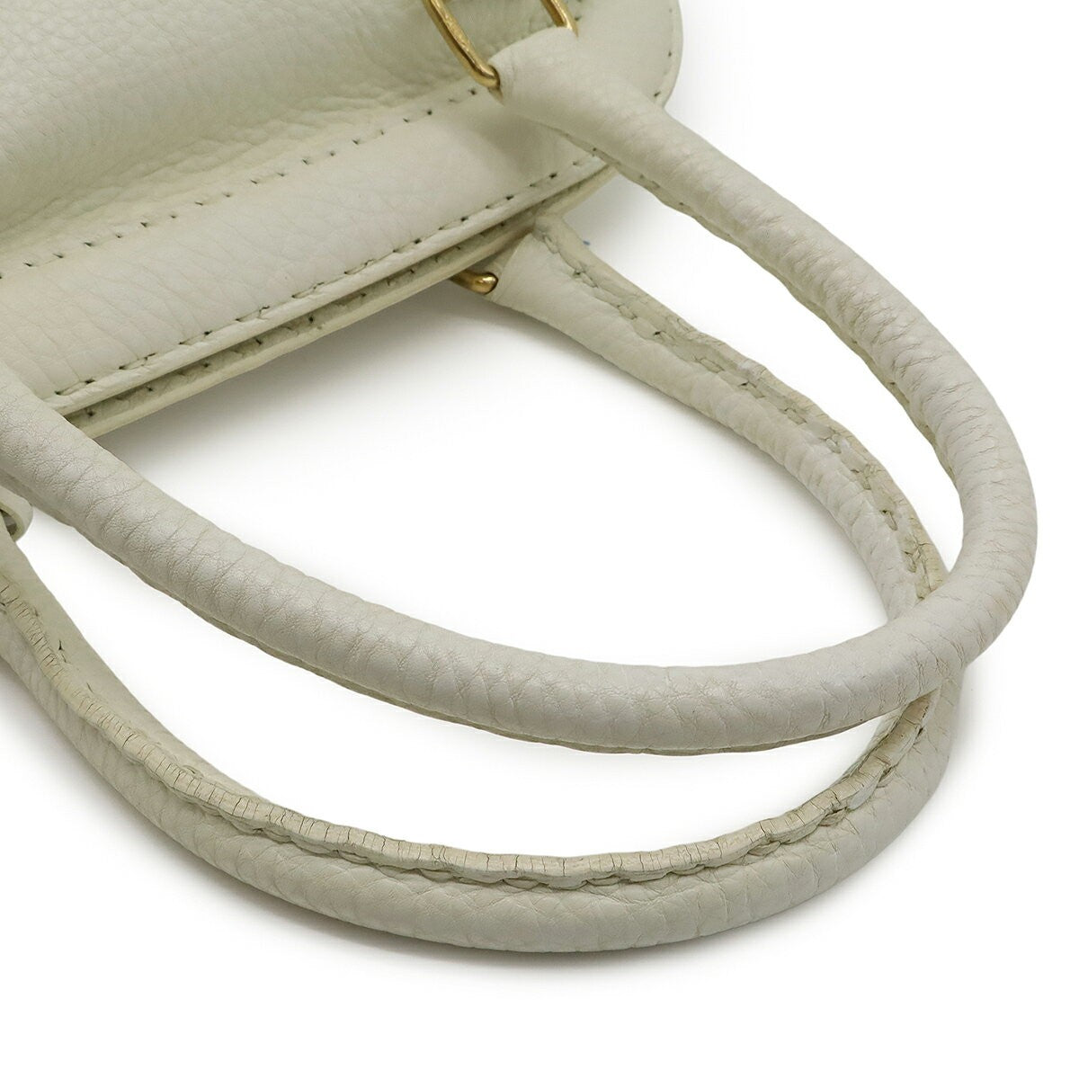 FENDI Hand Bag Tote Purse Selleria Leather White Authentic