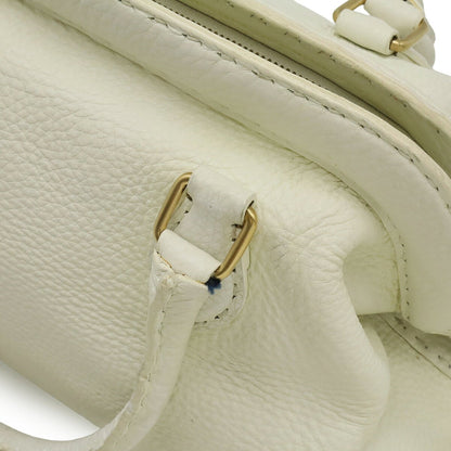FENDI Hand Bag Tote Purse Selleria Leather White Authentic