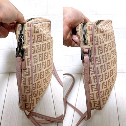FENDI Shoulder Bag Purse FF Zucca Canvas Authentic
