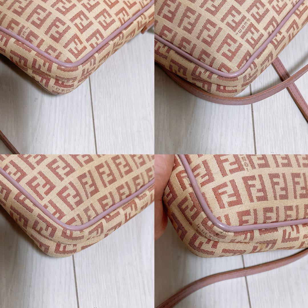 FENDI Shoulder Bag Purse FF Zucca Canvas Authentic