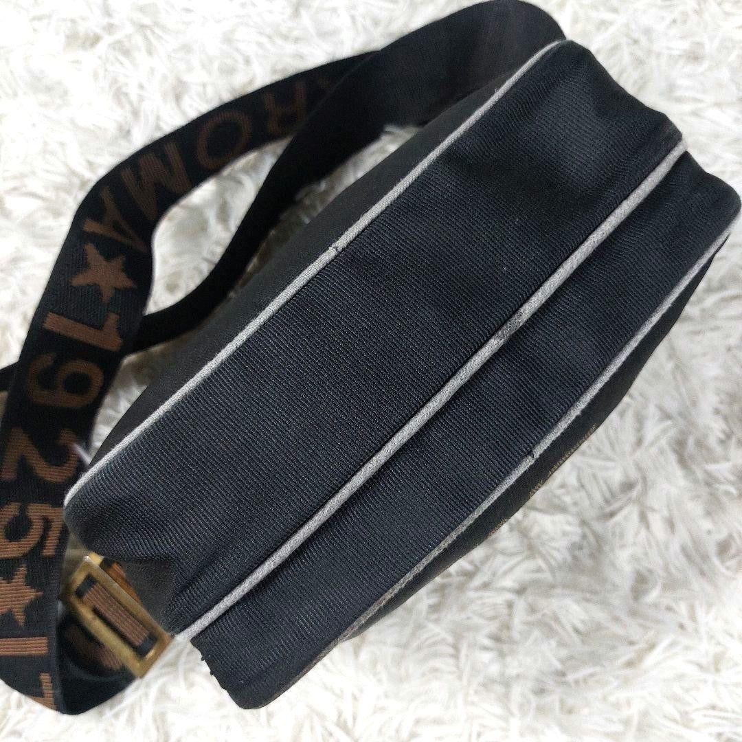 FENDI Shoulder Camera Bag Purse Logo Nylon Black Authentic