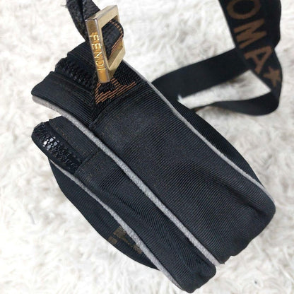 FENDI Shoulder Camera Bag Purse Logo Nylon Black Authentic