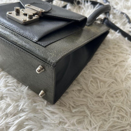 FENDI Hand Shoulder Bag Tote Purse 2way Khaki Gray Authentic