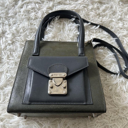 FENDI Hand Shoulder Bag Tote Purse 2way Khaki Gray Authentic
