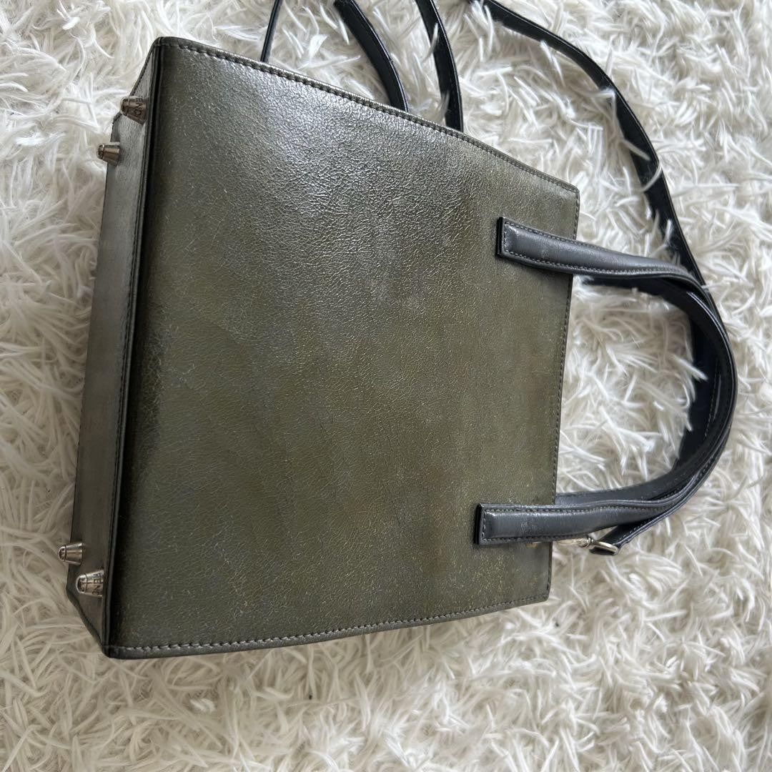 FENDI Hand Shoulder Bag Tote Purse 2way Khaki Gray Authentic