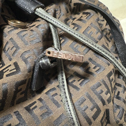 FENDI Backpack FF Zucca Canvas Brown Black Authentic