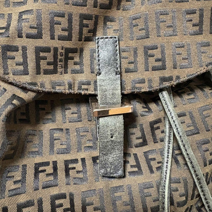 FENDI Backpack FF Zucca Canvas Brown Black Authentic