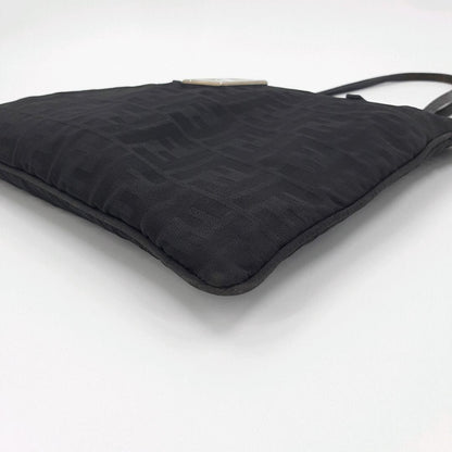 FENDI Hand Bag Tote Purse FF Zucca Canvas Leather Black Authentic