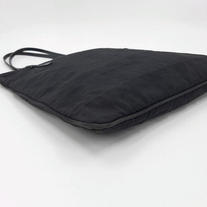 FENDI Hand Bag Tote Purse FF Zucca Canvas Leather Black Authentic