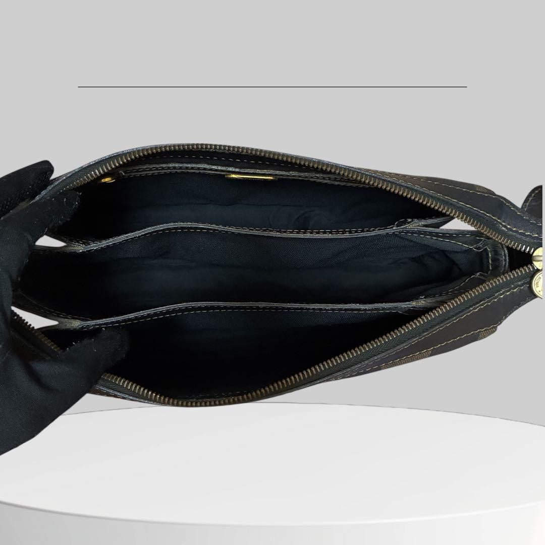 FENDI Shoulder Bag Purse FF Pecan PVC Leather Black Authentic