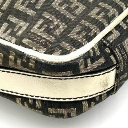 FENDI Shoulder Bag Purse FF Zucca Canvas Nylon Leather Brown Authentic