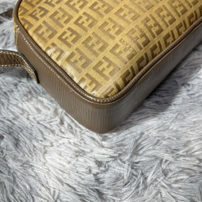 FENDI Shoulder Bag Purse FF Zucca PVC Brown Authentic