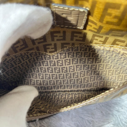 FENDI Shoulder Bag Purse FF Zucca PVC Brown Authentic