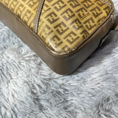 FENDI Shoulder Bag Purse FF Zucca PVC Brown Authentic
