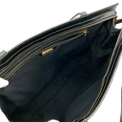 FENDI Hand Shoulder Bag Tote Purse FF Pecan Leather PVC Authentic
