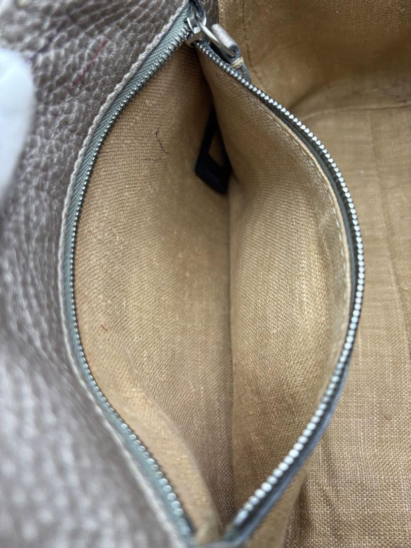 FENDI Hand Bag Tote Purse Selleria Leather Greige Authentic
