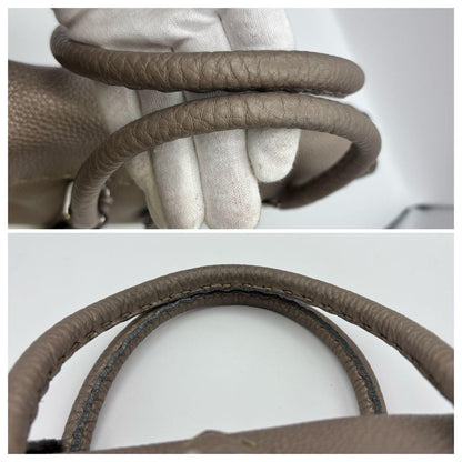 FENDI Hand Bag Tote Purse Selleria Leather Greige Authentic
