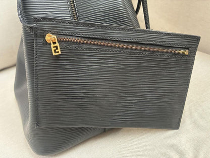 FENDI Shoulder Bag Purse FF Leather Black Authentic