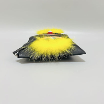 FENDI Clutch Bag Second Bag Monster Leather Black Authentic