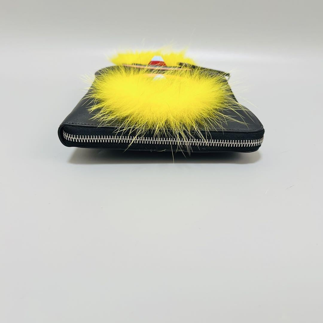 FENDI Clutch Bag Second Bag Monster Leather Black Authentic
