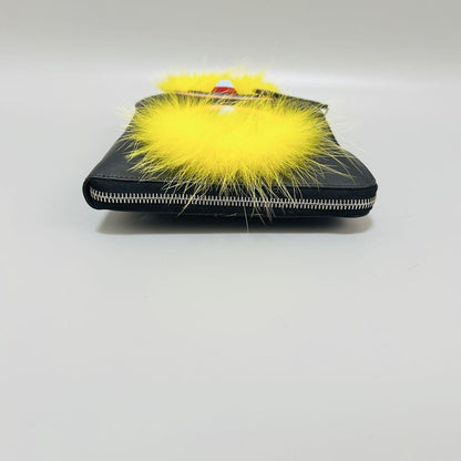 FENDI Clutch Bag Second Bag Monster Leather Black Authentic
