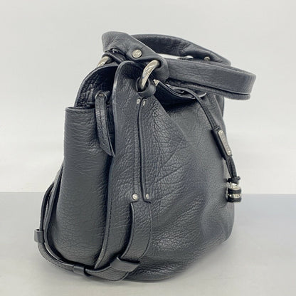 CELINE Hand Bag Tote Purse Leather Black Authentic