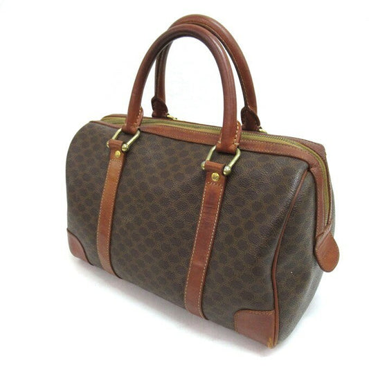 CELINE Mini Boston Bag Hand Bag Tote Purse Macadam Brown Authentic