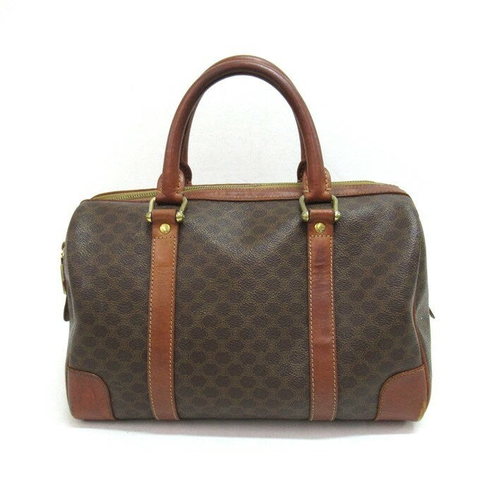 CELINE Mini Boston Bag Hand Bag Tote Purse Macadam Brown Authentic