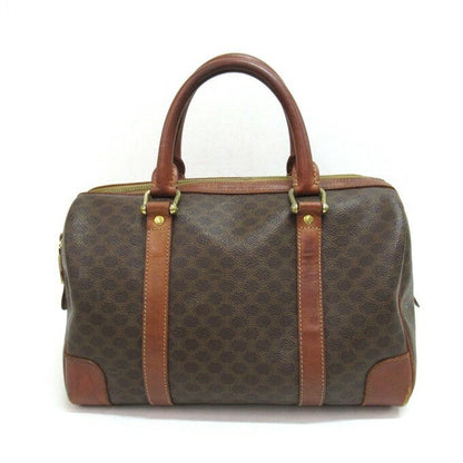 CELINE Mini Boston Bag Hand Bag Tote Purse Macadam Brown Authentic