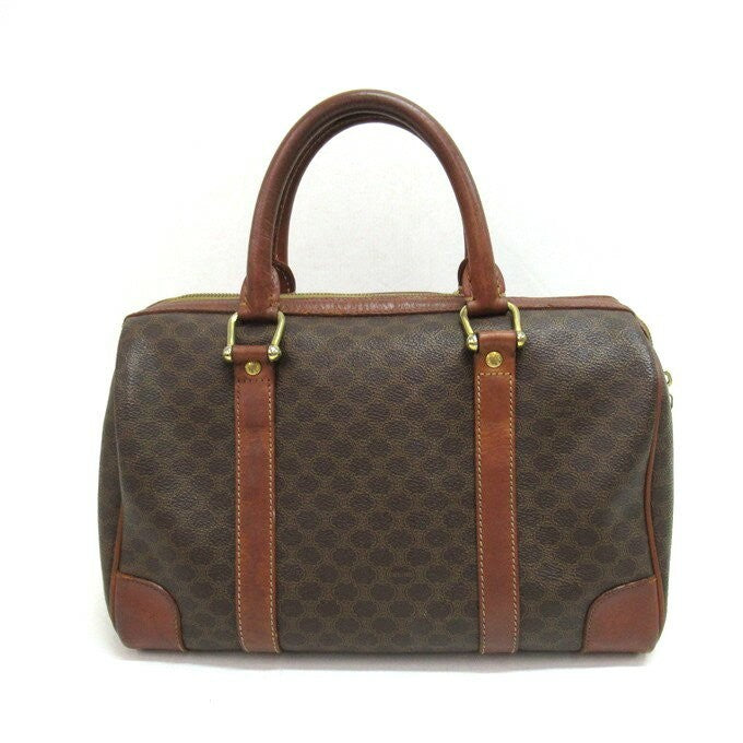 CELINE Mini Boston Bag Hand Bag Tote Purse Macadam Brown Authentic