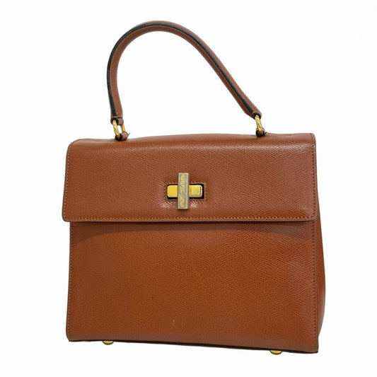 CELINE Hand Bag Tote Purse Leather Brown Authentic