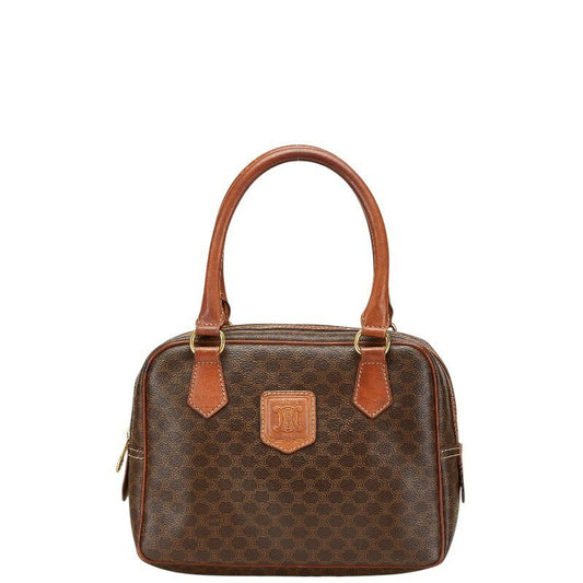 CELINE Hand Bag Tote Purse Macadam PVC Leather Brown Authentic