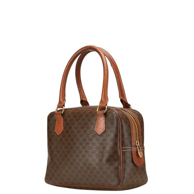 CELINE Hand Bag Tote Purse Macadam PVC Leather Brown Authentic