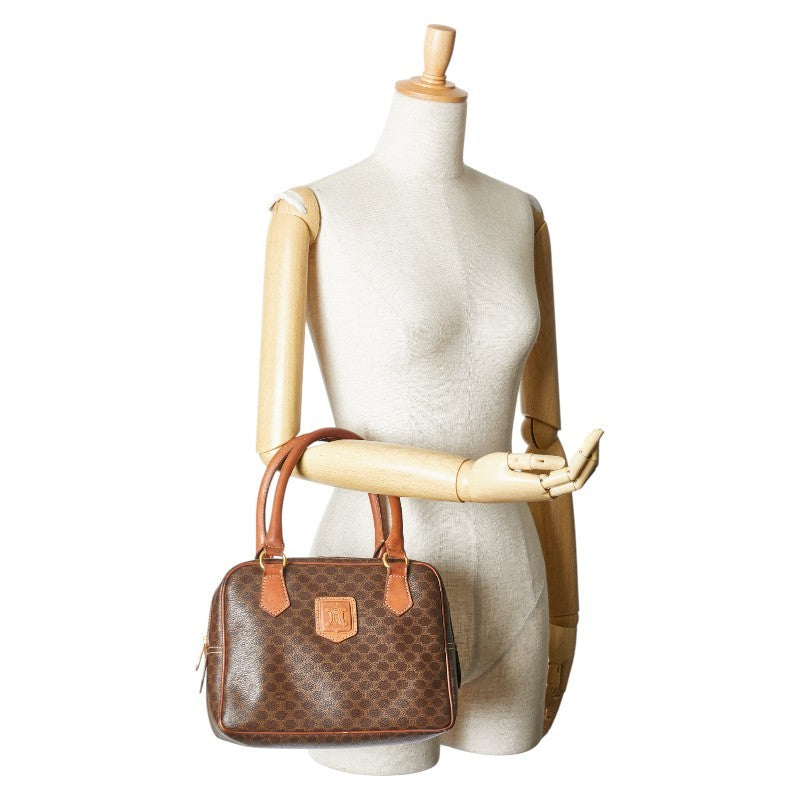 CELINE Hand Bag Tote Purse Macadam PVC Leather Brown Authentic