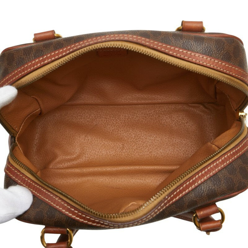 CELINE Hand Bag Tote Purse Macadam PVC Leather Brown Authentic