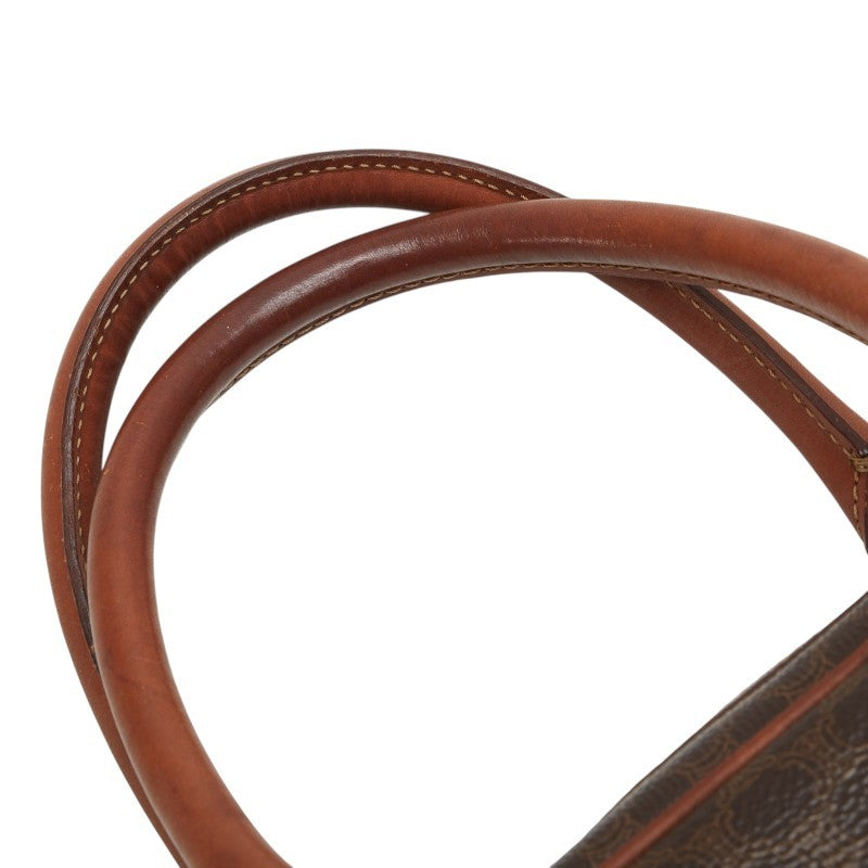 CELINE Hand Bag Tote Purse Macadam PVC Leather Brown Authentic