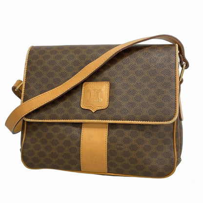 CELINE Shoulder Bag Purse Macadam PVC Brown Authentic