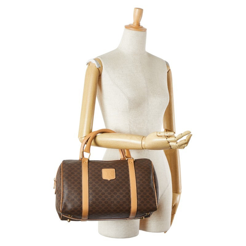 CELINE Hand Bag Tote Purse Macadam PVC Leather Brown Authentic
