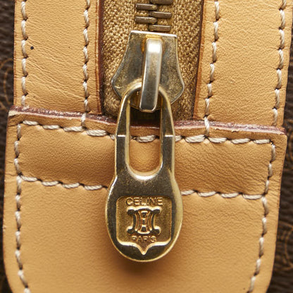 CELINE Hand Bag Tote Purse Macadam PVC Leather Brown Authentic