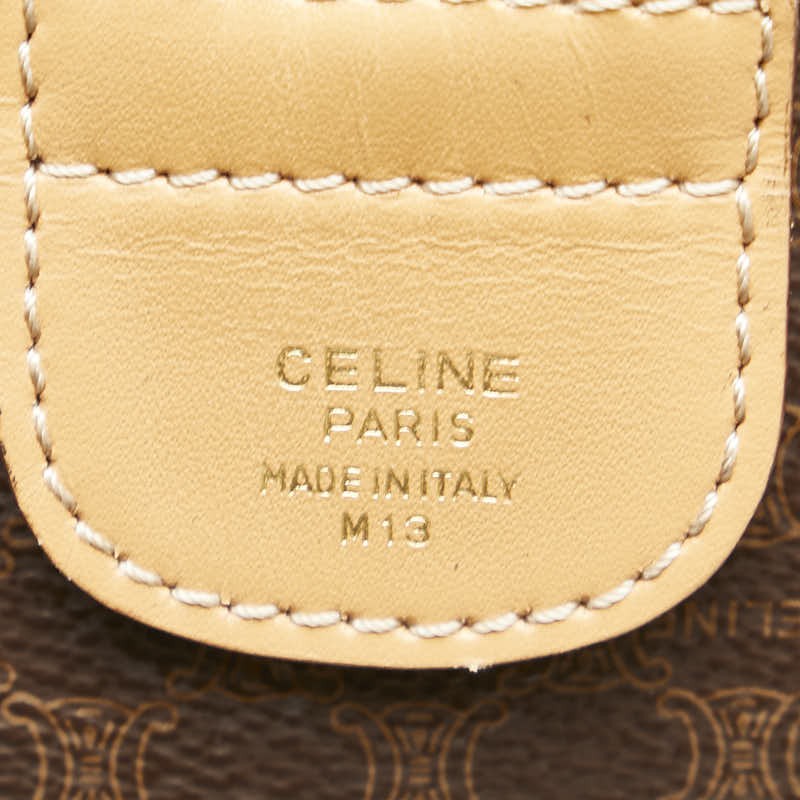 CELINE Hand Bag Tote Purse Macadam PVC Leather Brown Authentic