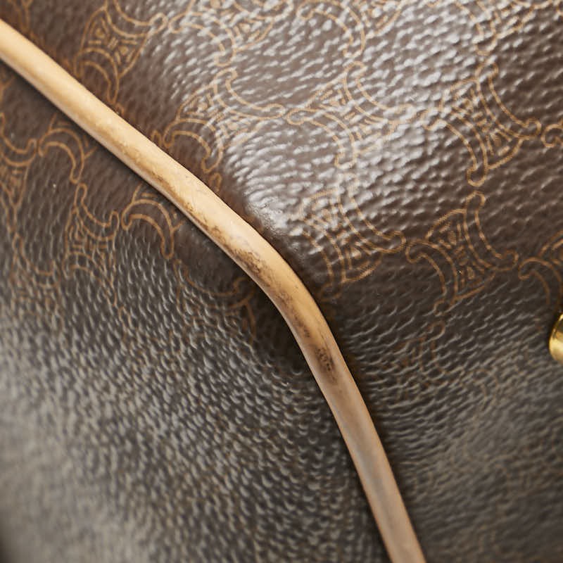 CELINE Hand Bag Tote Purse Macadam PVC Leather Brown Authentic