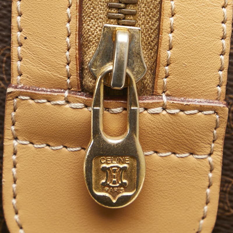CELINE Hand Bag Tote Purse Macadam PVC Leather Brown Authentic