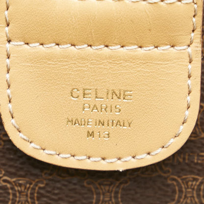 CELINE Hand Bag Tote Purse Macadam PVC Leather Brown Authentic