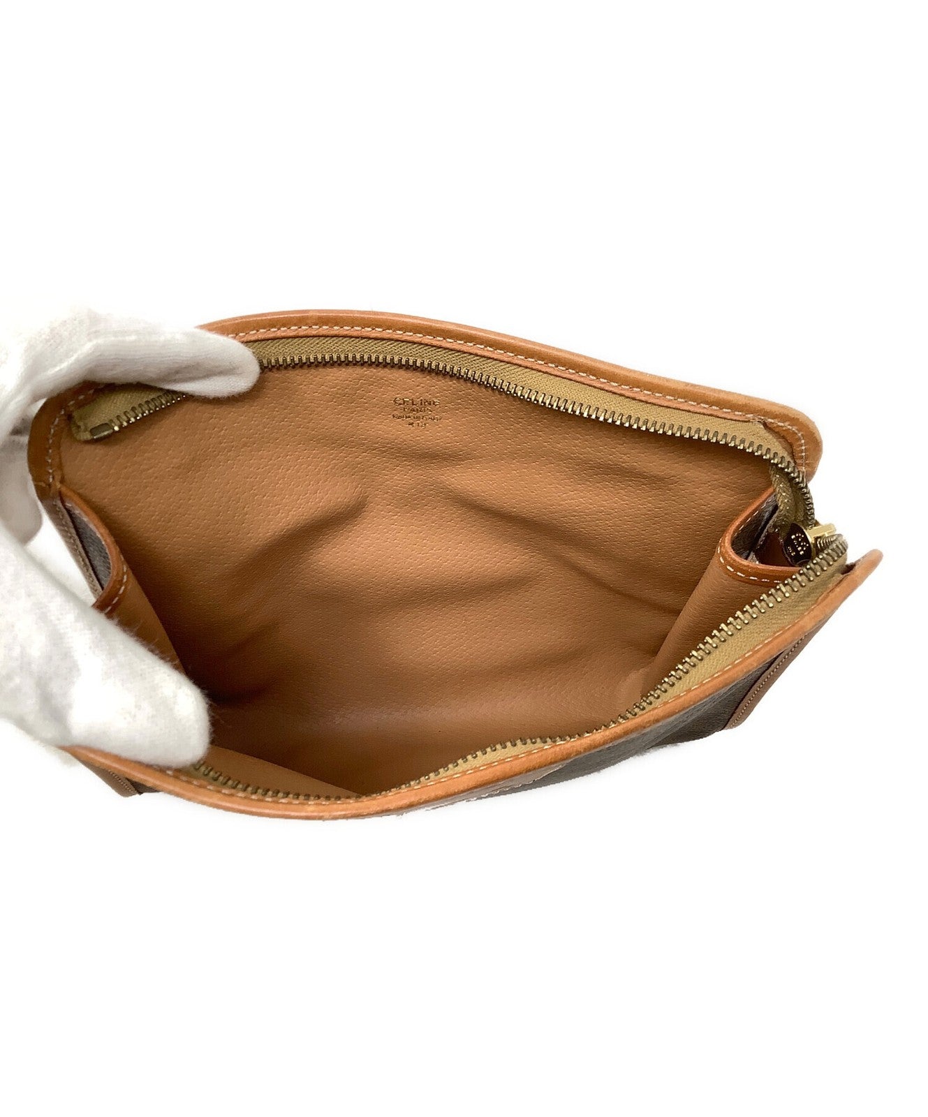 CELINE Clutch Bag Second Bag Macadam Brown Authentic