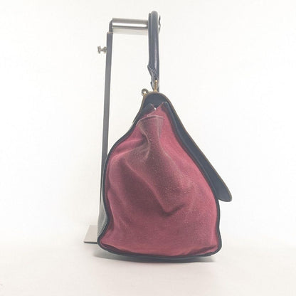 CELINE Hand Shoulder Bag Tote Purse Trapeze Leather Suede Black Pink Brown Auth