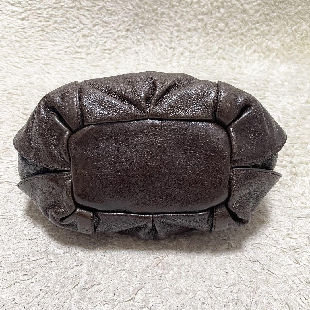CELINE Shoulder Bag Purse Leather Brown Authentic